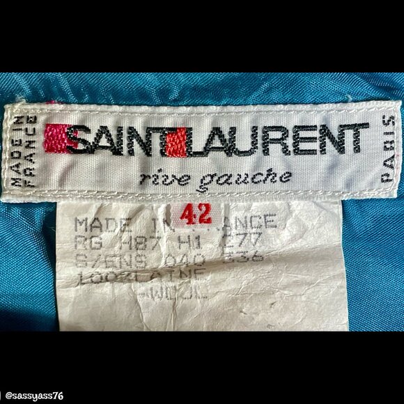 ▪️VTG▪️SAINT LAURENT RIVE GAUCHE▪️1970's 1980's Wool Turquoise Blue Pocket Skirt - Picture 4 of 5